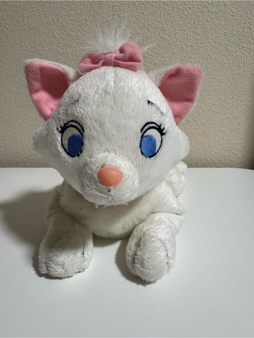 Disney Marie White Cat with Pink Bow and Blue Eyes - 11” plush